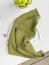 Load image into Gallery viewer, 100% Linen Classic Napkins in Olive - Set of 4
