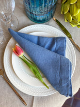 Load image into Gallery viewer, 100% Linen Classic Napkins in Sky Blue - Set of 4
