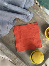 Load image into Gallery viewer, Linen Coasters - Salamander Orange Set Of 4 5X5
